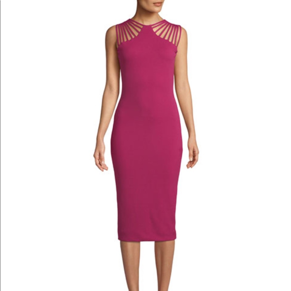 •Dress The Population• Magenta Gwen Midi Dress